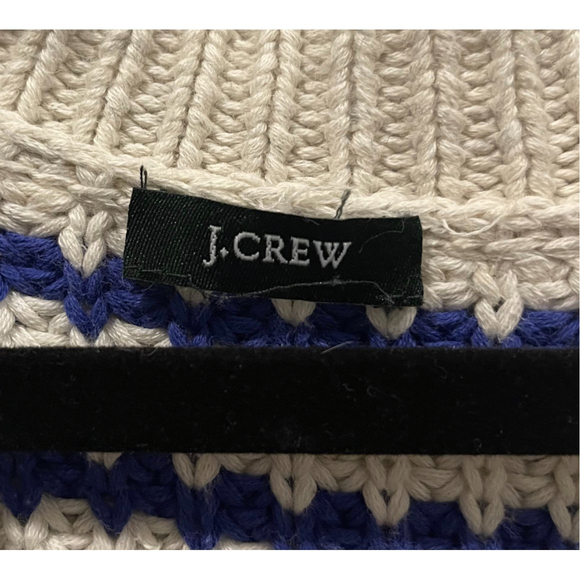 J.CREW Ripplestitch Striped Blue Cream Chunky Sweater Cardigan - Picture 2 of 4